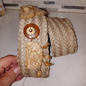 Vintage Waldorf creations Miami Woven Leather Belt w Inca Accent detailing